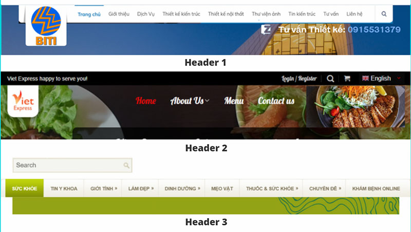 giao diện một website
