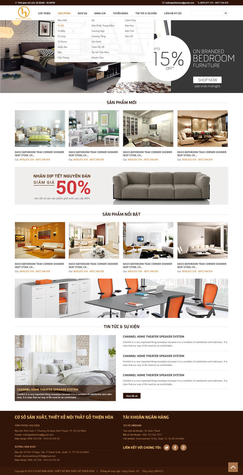 mẫu website nội thất