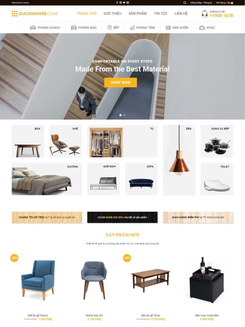 mẫu website nội thất
