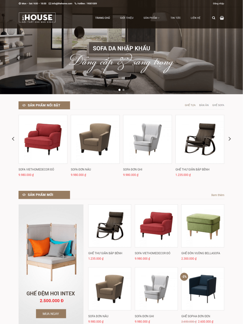 mẫu website nội thất
