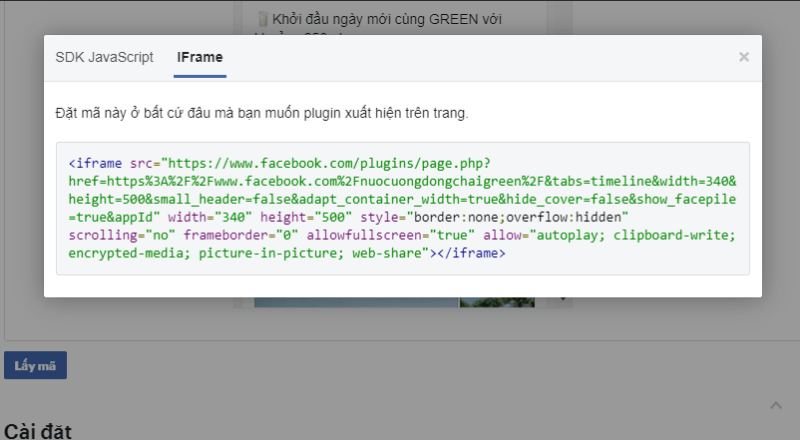nhúng facebook vào website