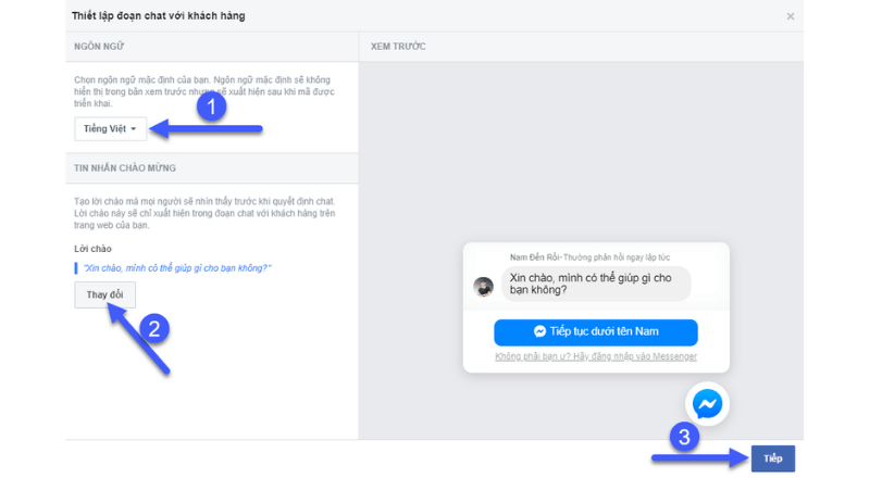 chèn messenger vào website