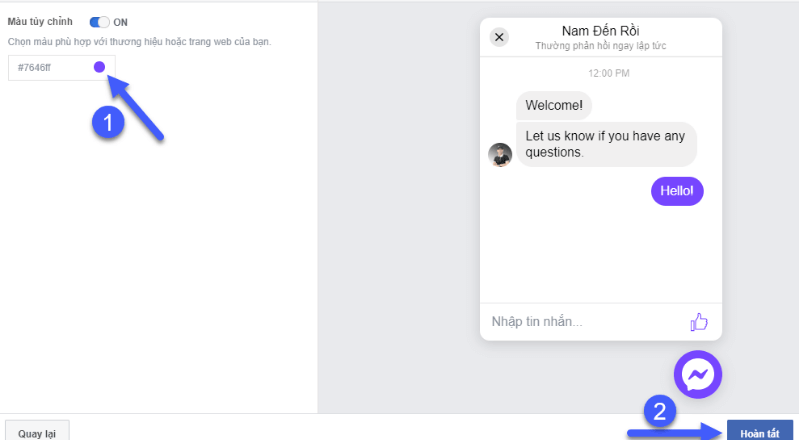 chèn messenger vào website